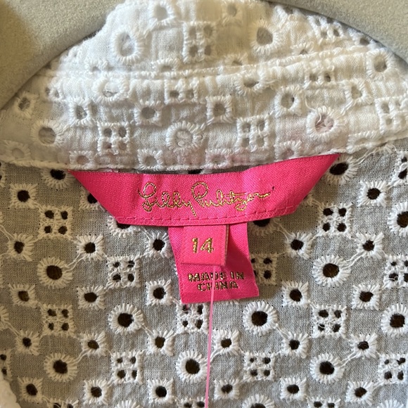 Lilly Pulitzer Mini Geo Eyelet tank top Sz 14 - Picture 2 of 3